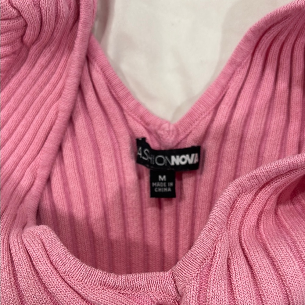 Pink Ribbed Knit Dress - Picture 2 of 2